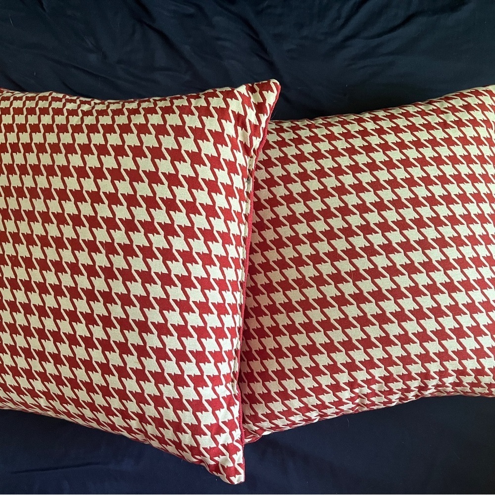 Red White Throw Pillows Set of Two 16x16